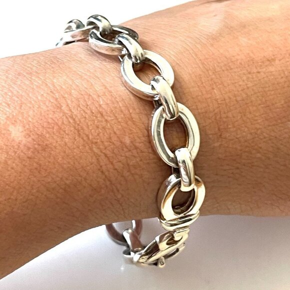 Milor Italy Sterling Silver .925 Oval Link Bracelet 22g 8" Length - Picture 1 of 5